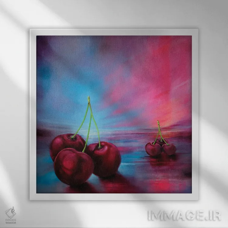 تابلو گیلاسها اثر آنت شموکر - نمای قابدار سفید