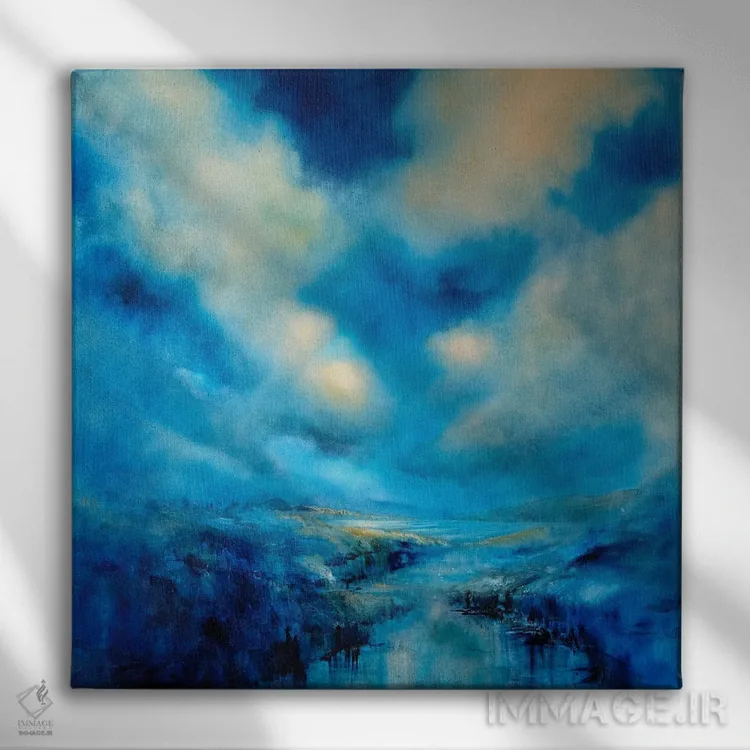 تابلو پهنای آبی اثر آنت شموکر - نمای روبهرو روی دیوار