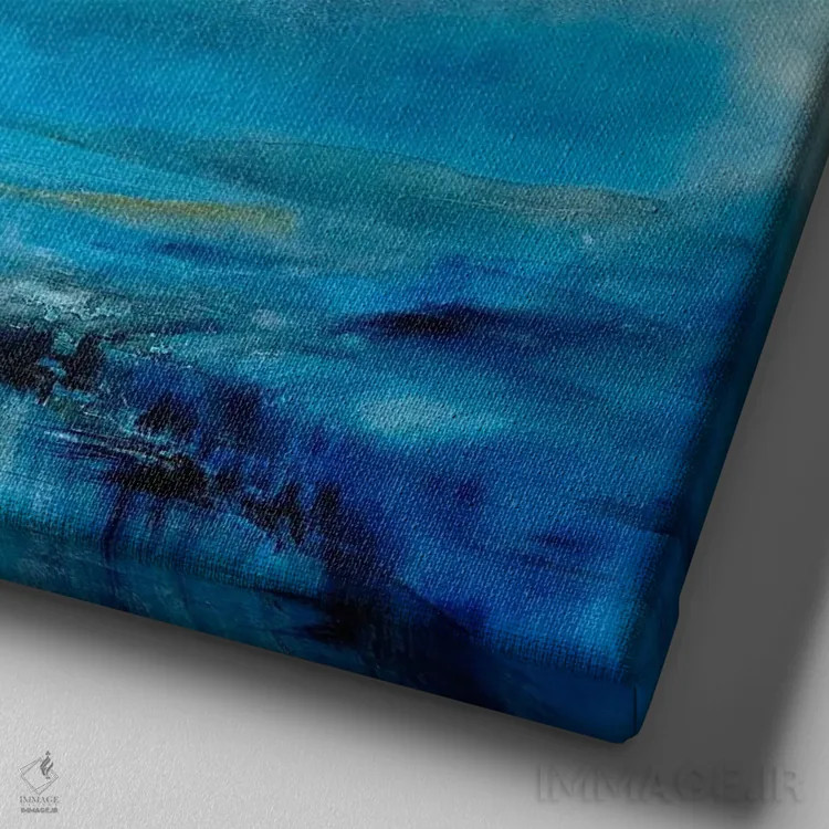تابلو پهنای آبی اثر آنت شموکر - نمای نزدیک بافت بوم
