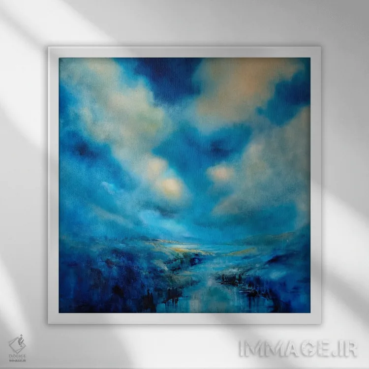 تابلو پهنای آبی اثر آنت شموکر - نمای قابدار سفید