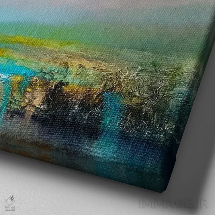 تابلو کنار آبشارها اثر آنت شموکر - نمای نزدیک بافت بوم