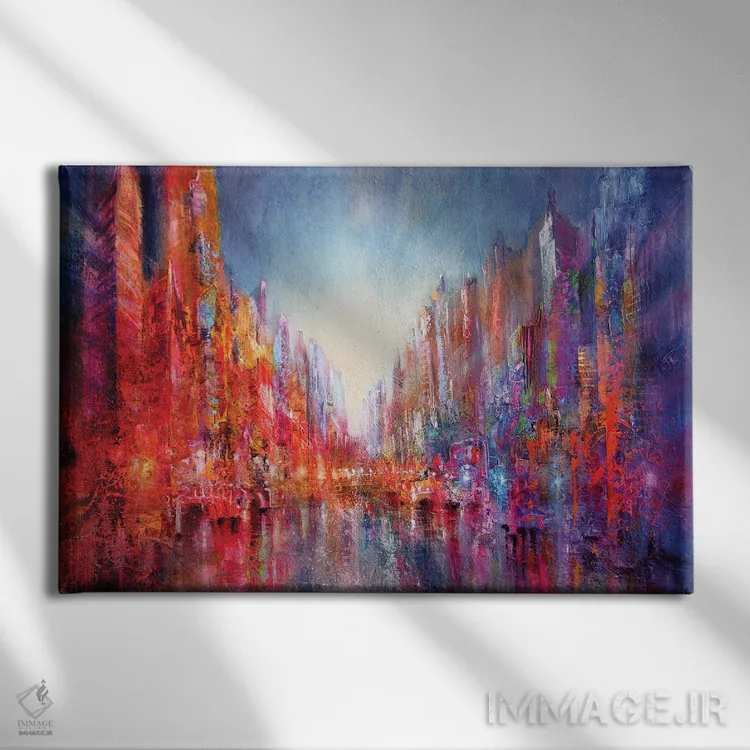 تابلو شهر کنار رود I اثر آنت شموکر - نمای روبهرو روی دیوار