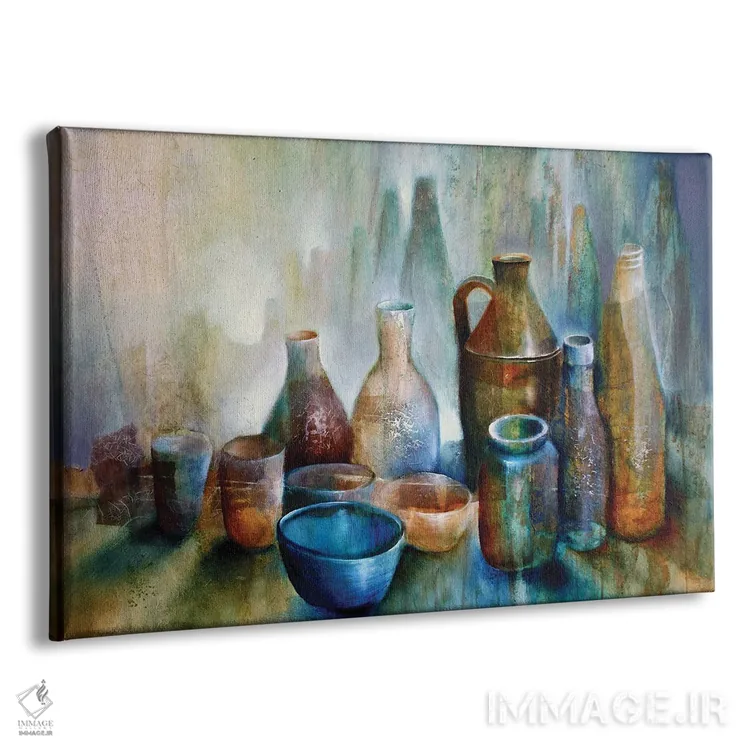 تابلو طبیعت بیجان با کاسه آبی اثر آنت شموکر - نمای پرسپکتیو محصول