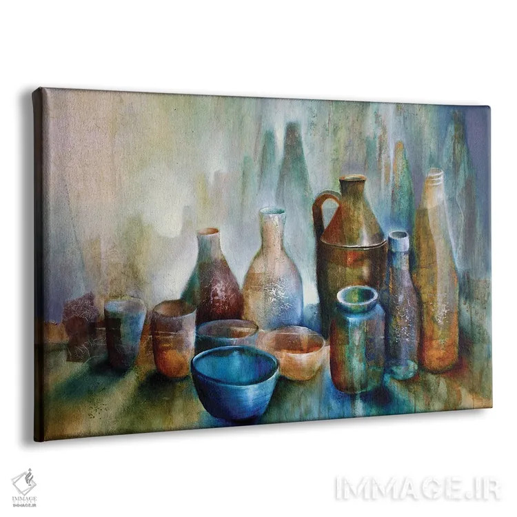 تابلو طبیعت بیجان با کاسه آبی اثر آنت شموکر - نمای پرسپکتیو محصول