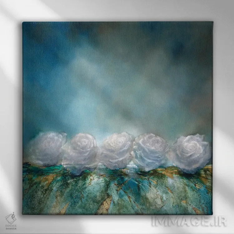 تابلو رزهای برفی اثر آنت شموکر - نمای روبهرو روی دیوار