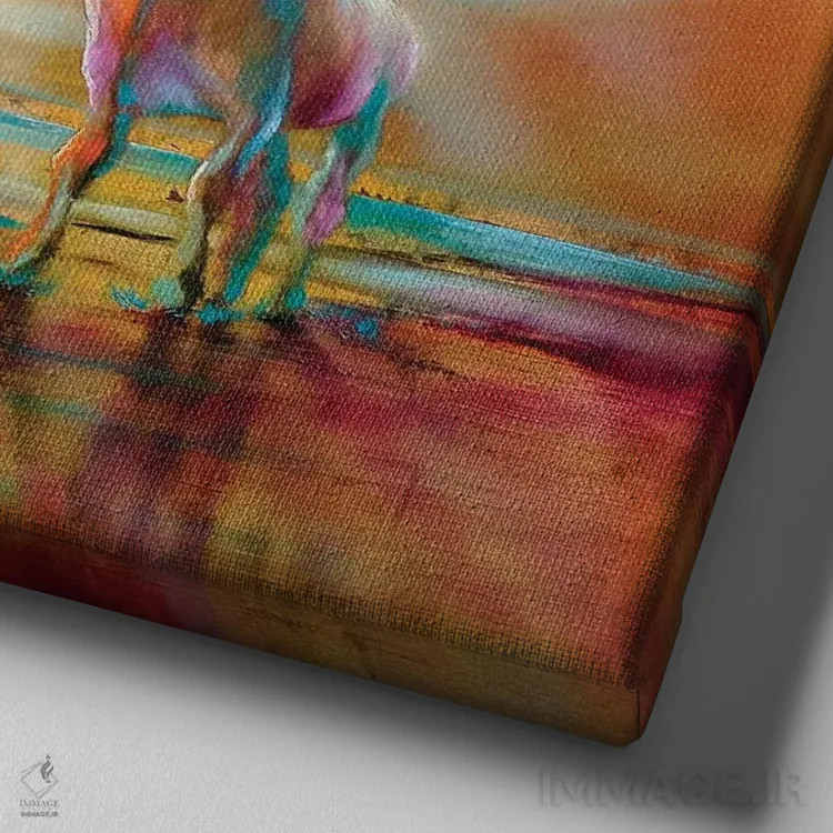 تابلو گاو رنگارنگ اثر آنت شموکر - نمای نزدیک بافت بوم