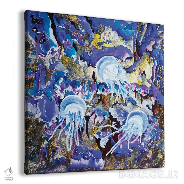 تابلو عروس دریایی آبی اثر آرلت اسمولکو - نمای پرسپکتیو محصول