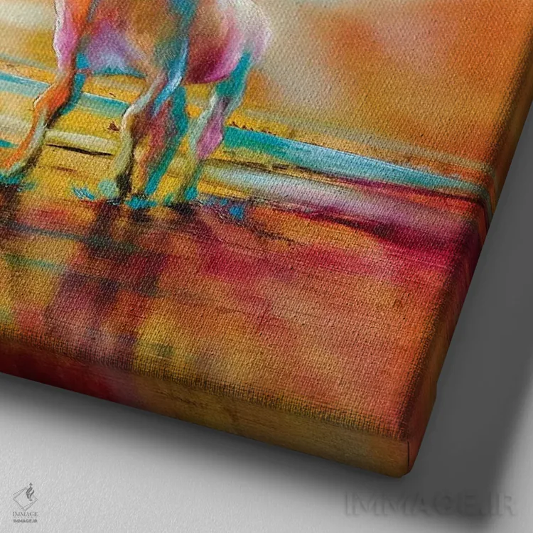 تابلو گاو رنگارنگ اثر آنت شموکر - نمای نزدیک بافت بوم