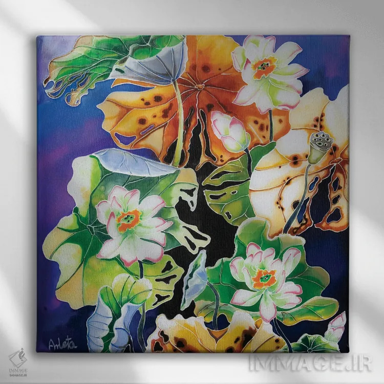 تابلو پنج سوسن اثر آرلت اسمولکو - نمای روبهرو روی دیوار