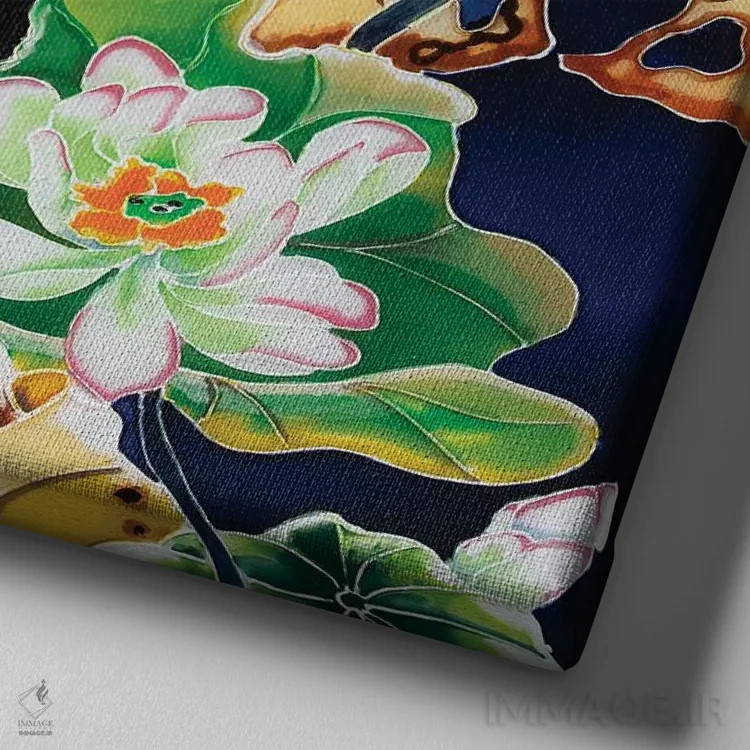 تابلو پنج سوسن اثر آرلت اسمولکو - نمای نزدیک بافت بوم