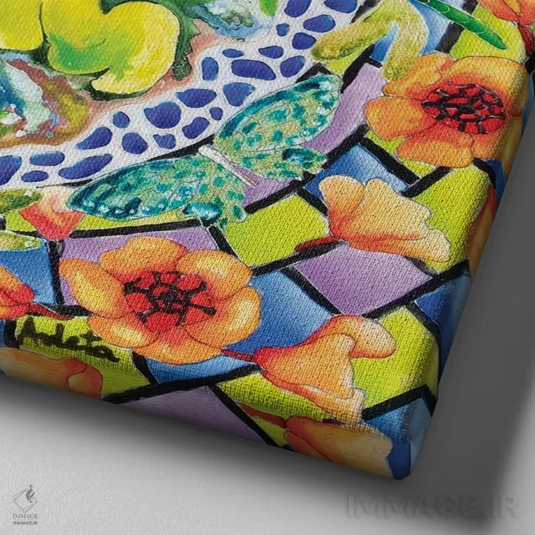 تابلو کوی و شقایقها اثر آرلت اسمولکو - نمای نزدیک بافت بوم