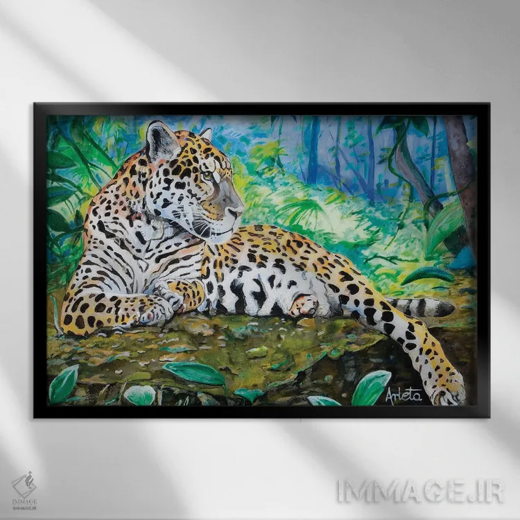 تابلو پلنگ اثر آرلت اسمولکو - نمای قابدار مشکی