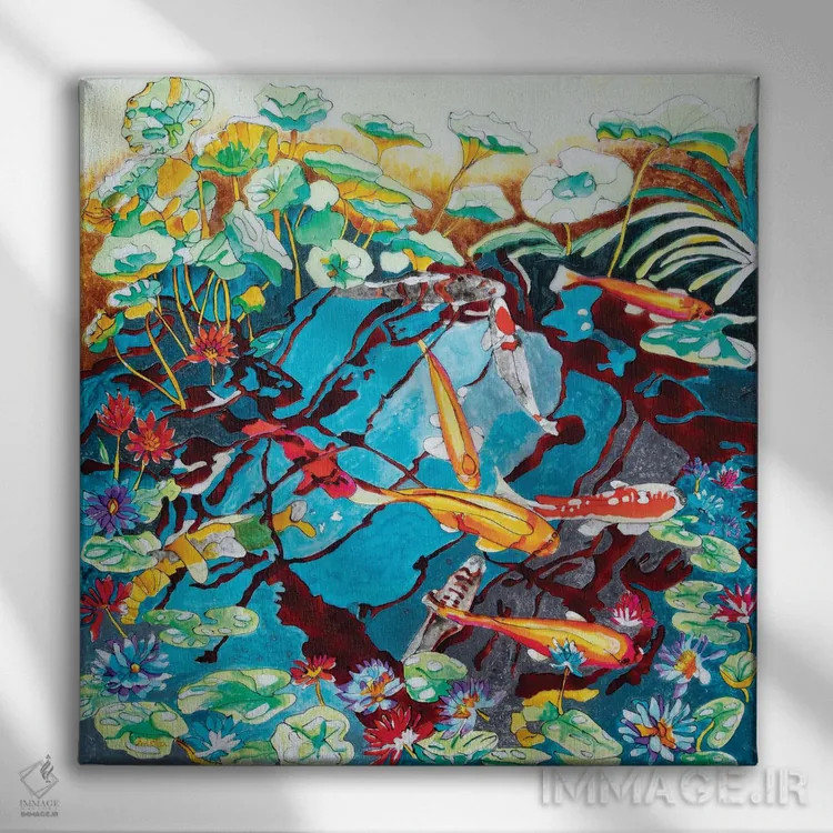 تابلو کوی نارنجی اثر آرلت اسمولکو - نمای روبهرو روی دیوار