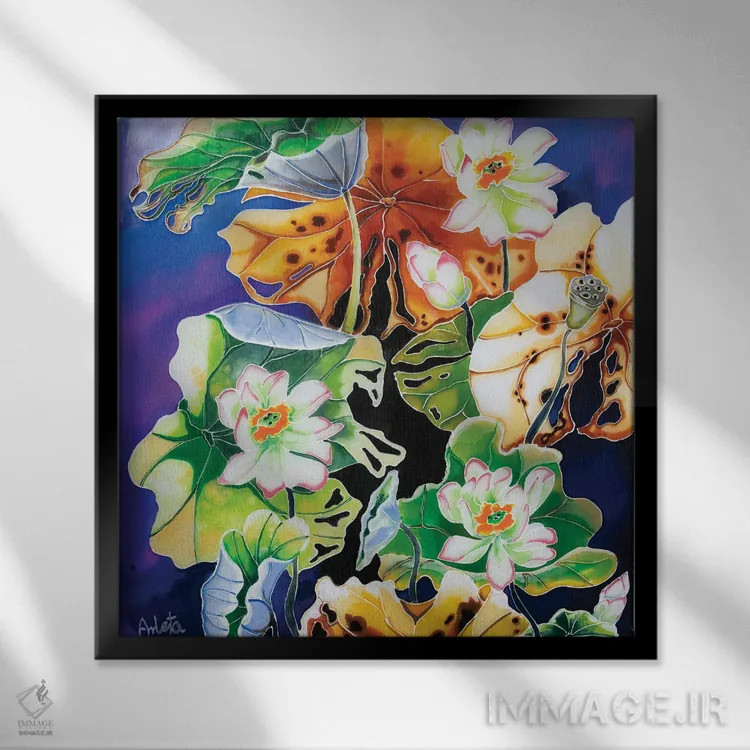 تابلو پنج سوسن اثر آرلت اسمولکو - نمای قابدار مشکی