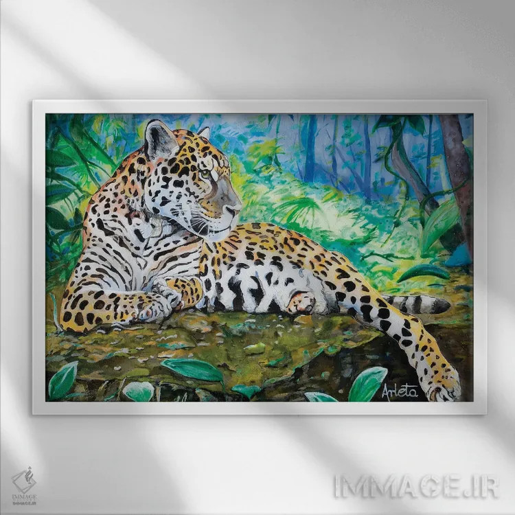 تابلو پلنگ اثر آرلت اسمولکو - نمای قابدار سفید