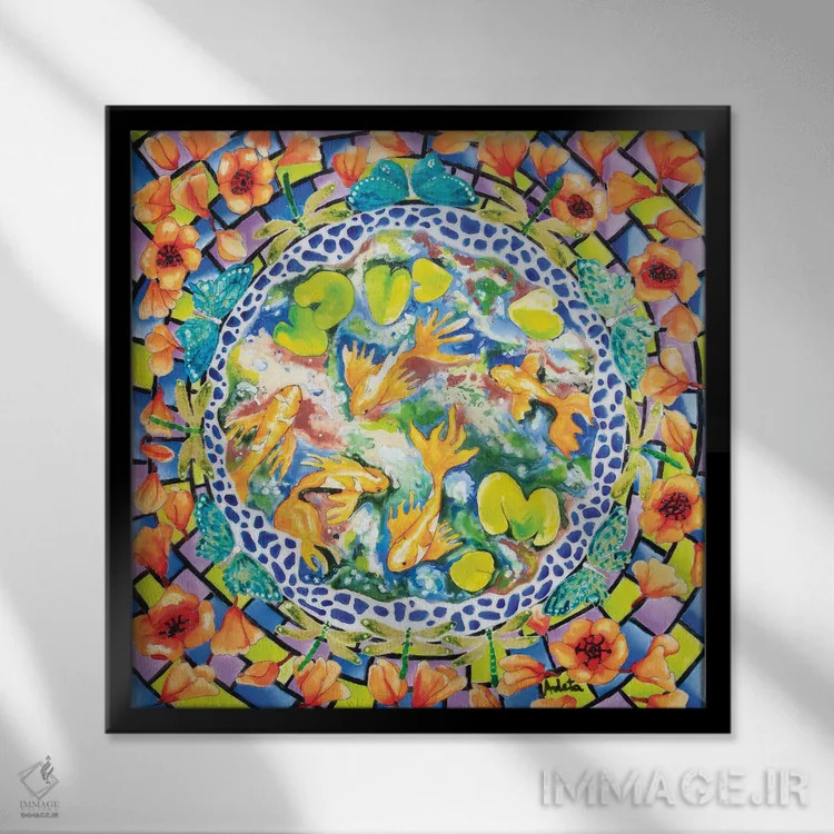 تابلو کوی و شقایقها اثر آرلت اسمولکو - نمای قابدار مشکی