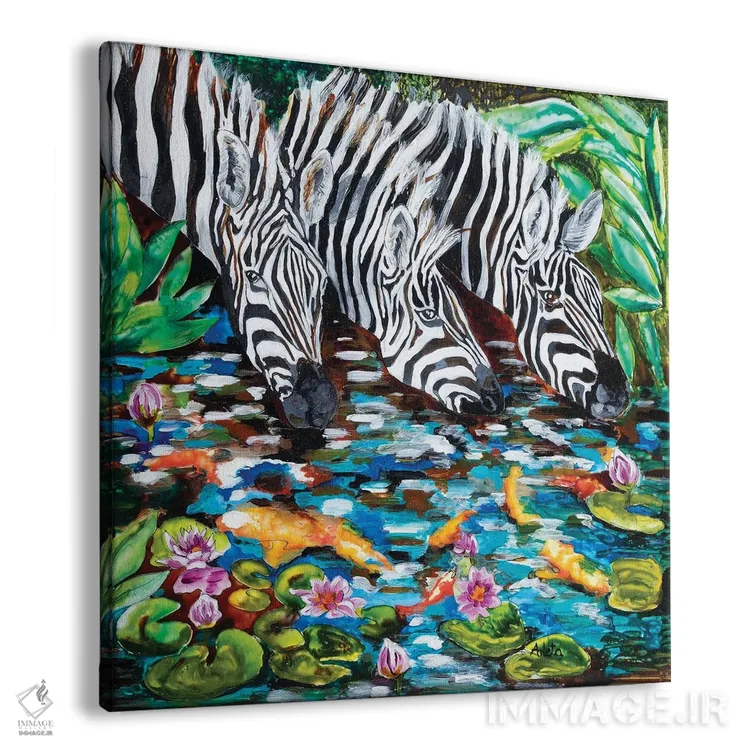 تابلو گورخر کنار حوضچه اثر آرلت اسمولکو - نمای پرسپکتیو محصول