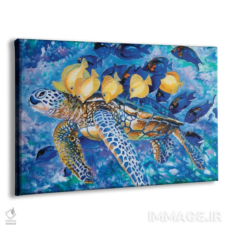تابلو لاکپشت و ماهیها اثر آرلت اسمولکو - نمای پرسپکتیو محصول