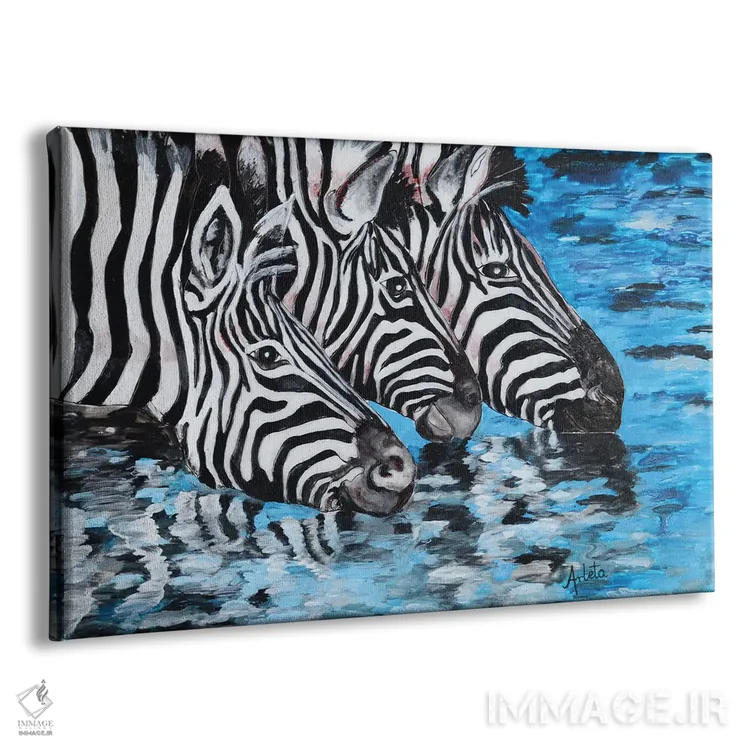 تابلو گورخر در حال نوشیدن اثر آرلت اسمولکو - نمای پرسپکتیو محصول