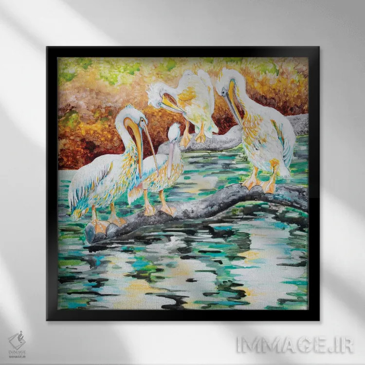 تابلو پلیکانها اثر آرلت اسمولکو - نمای قابدار مشکی