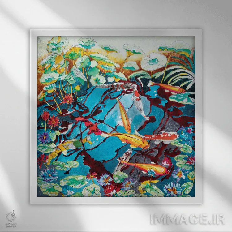 تابلو کوی نارنجی اثر آرلت اسمولکو - نمای قابدار سفید