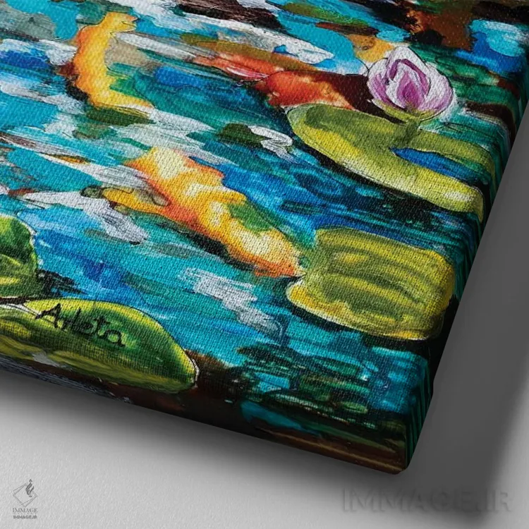 تابلو گورخر کنار حوضچه اثر آرلت اسمولکو - نمای نزدیک بافت بوم