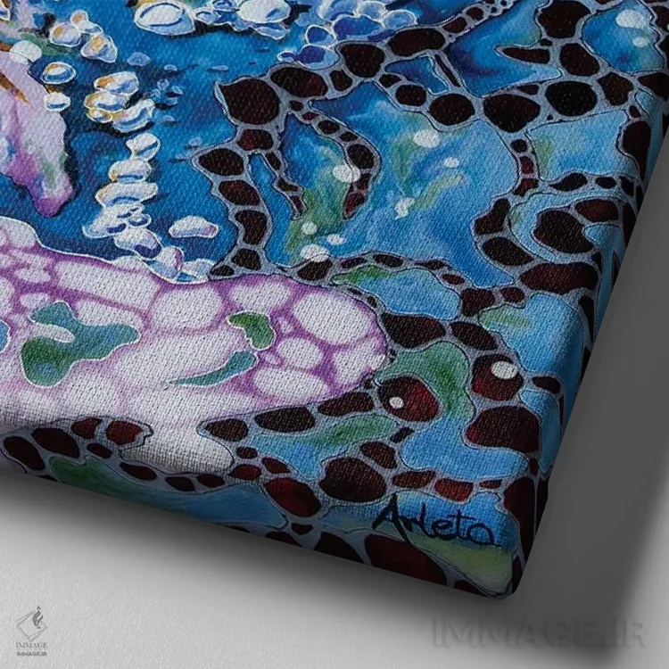 تابلو حوضچهٔ شلوغ اثر آرلت اسمولکو - نمای نزدیک بافت بوم