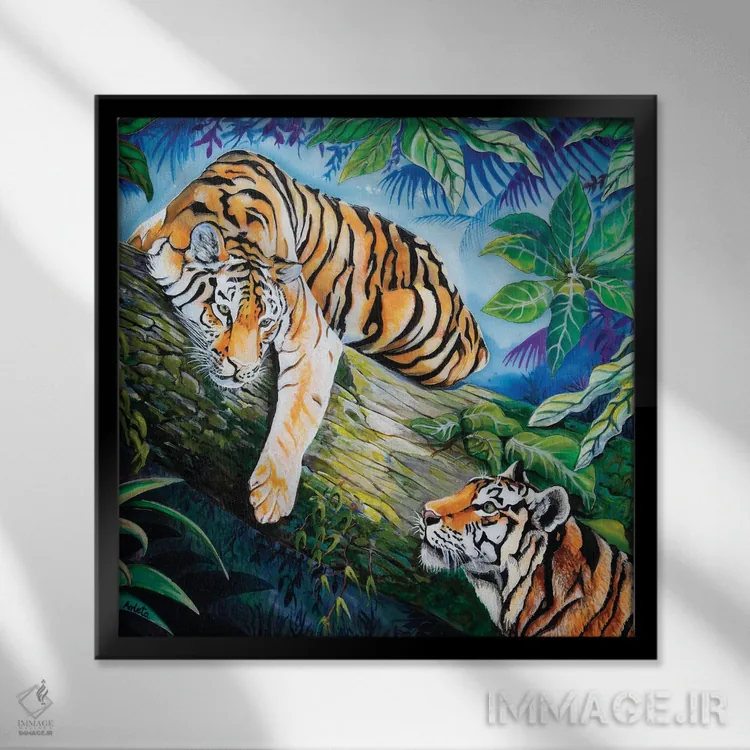 تابلو ببرها اثر آرلت اسمولکو - نمای قابدار مشکی