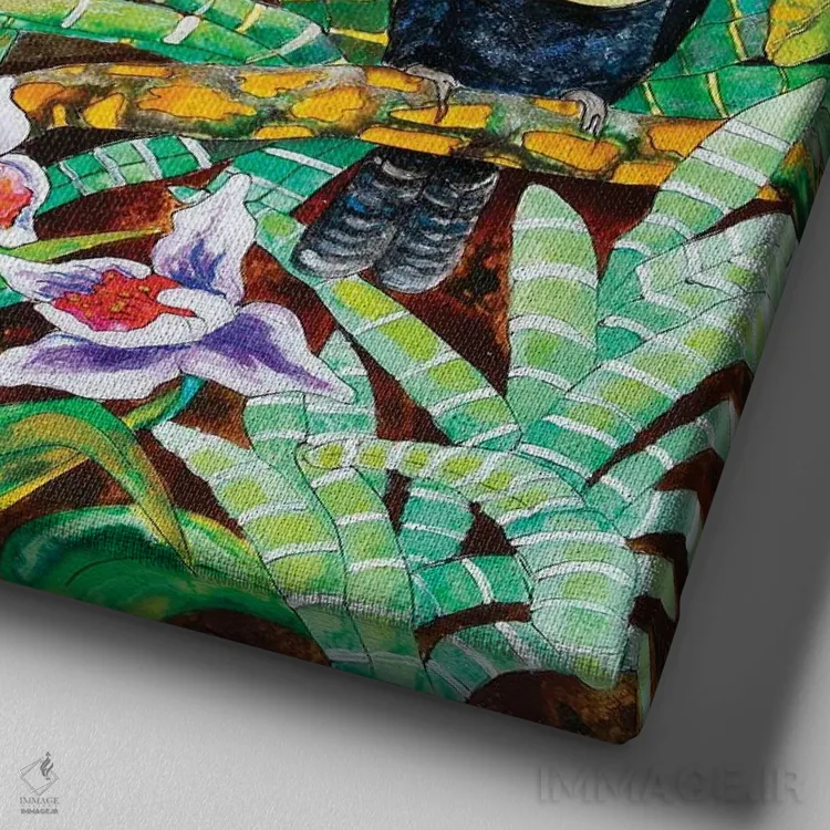 تابلو توکانها در جنگل اثر آرلت اسمولکو - نمای نزدیک بافت بوم