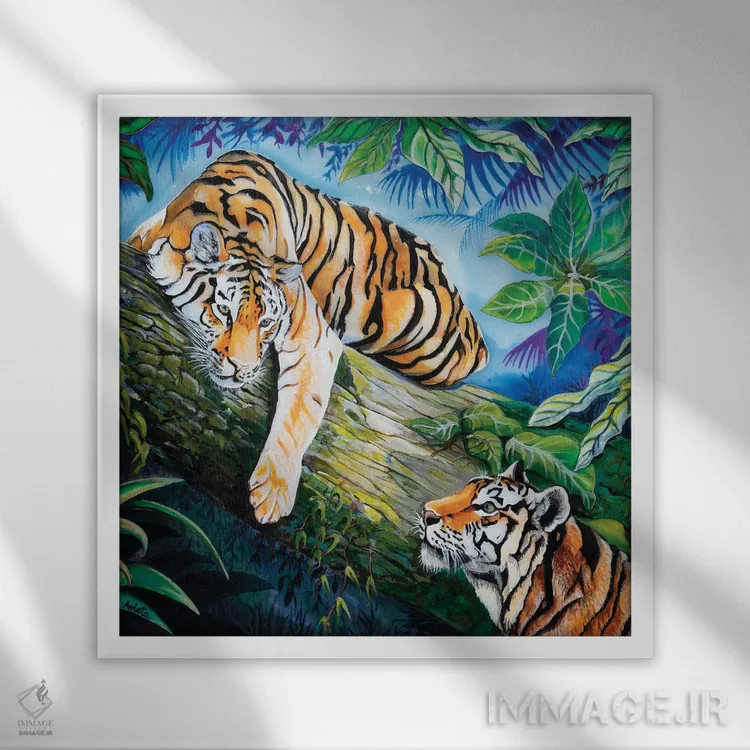 تابلو ببرها اثر آرلت اسمولکو - نمای قابدار سفید