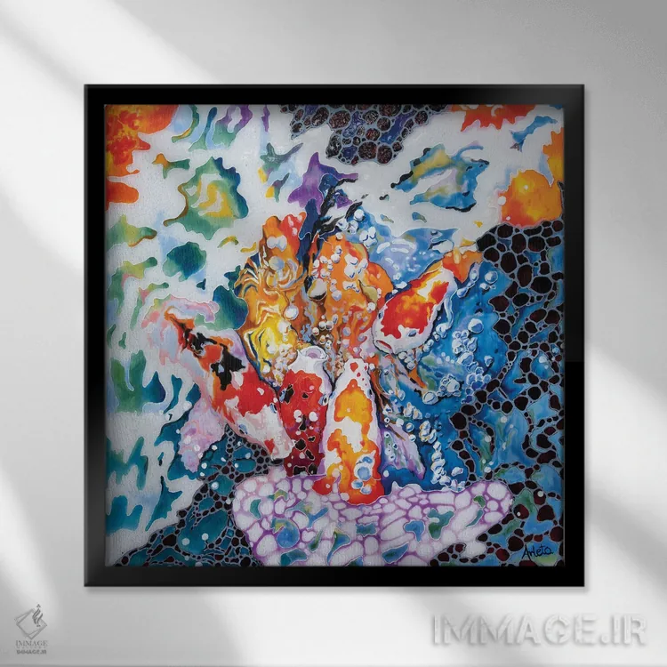 تابلو حوضچهٔ شلوغ اثر آرلت اسمولکو - نمای قابدار مشکی