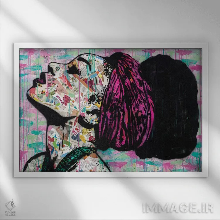 تابلو سر در ابرها اثر امی اسمیت - نمای قابدار سفید