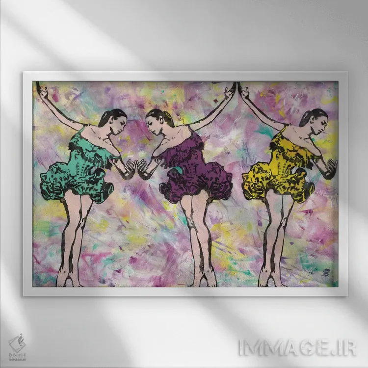 تابلو سهنفره در صورتی اثر امی اسمیت - نمای قابدار سفید