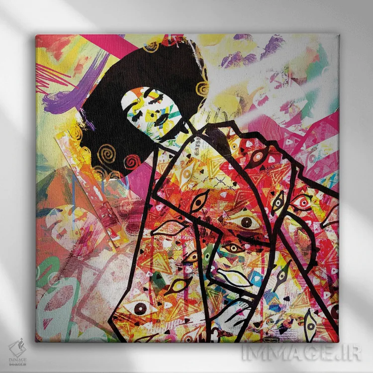 تابلو چشمها به تو (انتزاعی) اثر امی اسمیت - نمای روبهرو روی دیوار