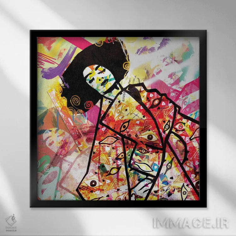 تابلو چشمها به تو (انتزاعی) اثر امی اسمیت - نمای قابدار مشکی