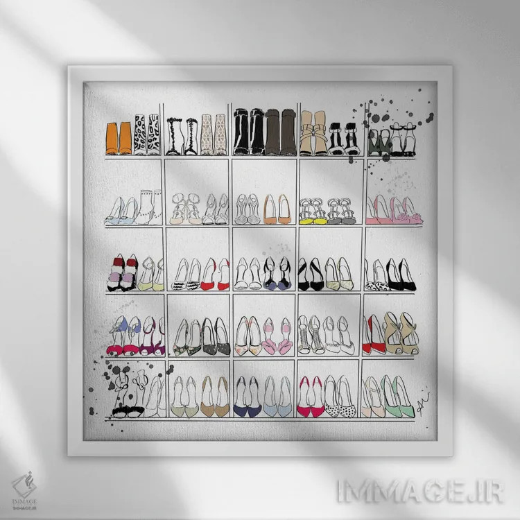 تابلو کمد کفشها اثر آلیسون پِتری - نمای قابدار سفید