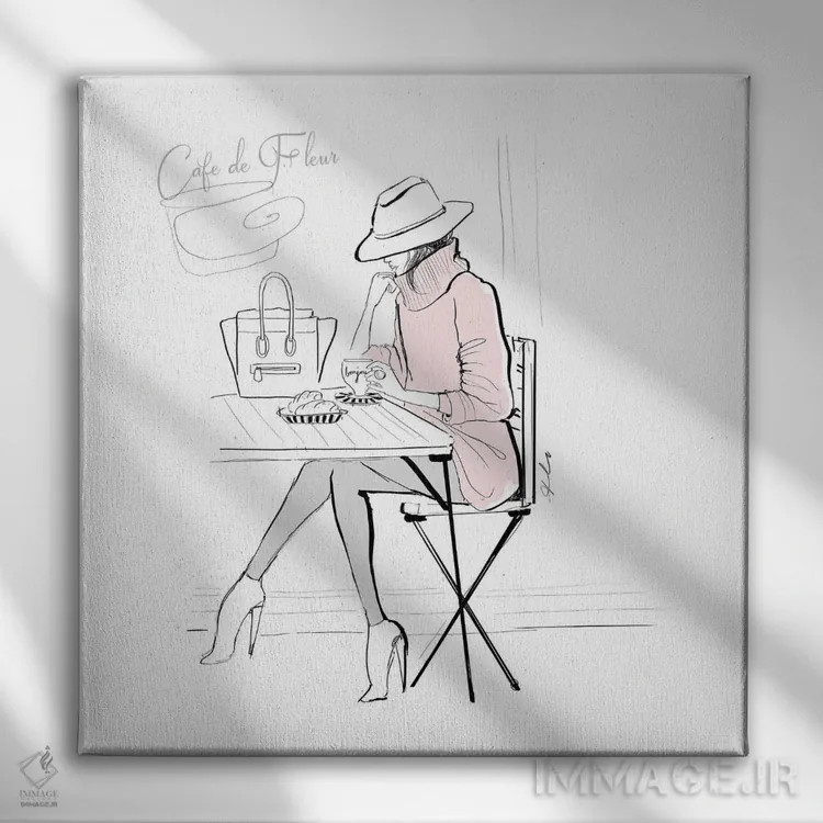تابلو کافه د فلور (فرانسوی) اثر آلیسون پِتری - نمای روبهرو روی دیوار