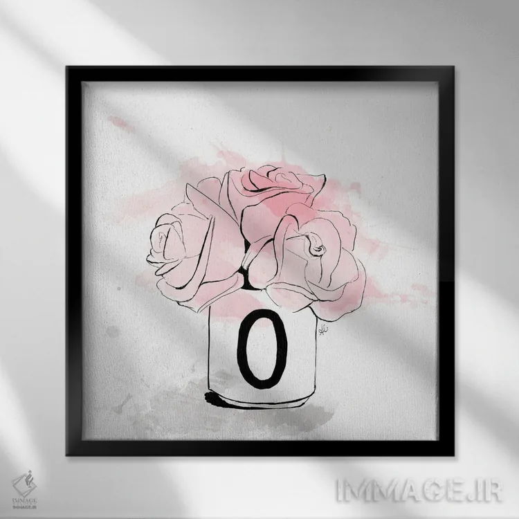 تابلو دستهگل O اثر آلیسون پِتری - نمای قابدار مشکی