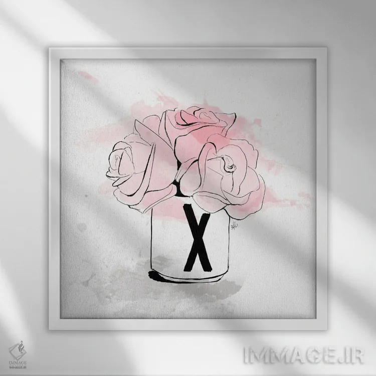 تابلو دستهگل X اثر آلیسون پِتری - نمای قابدار سفید