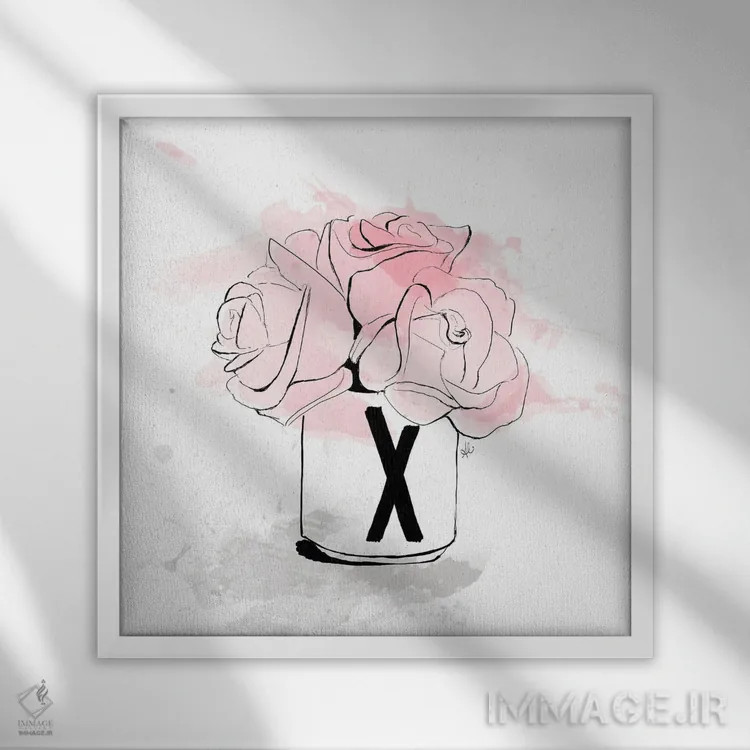 تابلو دستهگل X اثر آلیسون پِتری - نمای قابدار سفید