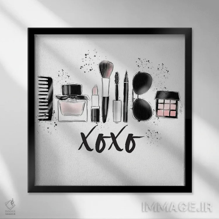 تابلو بوس و بغل (XOXO) اثر آلیسون پِتری - نمای قابدار مشکی