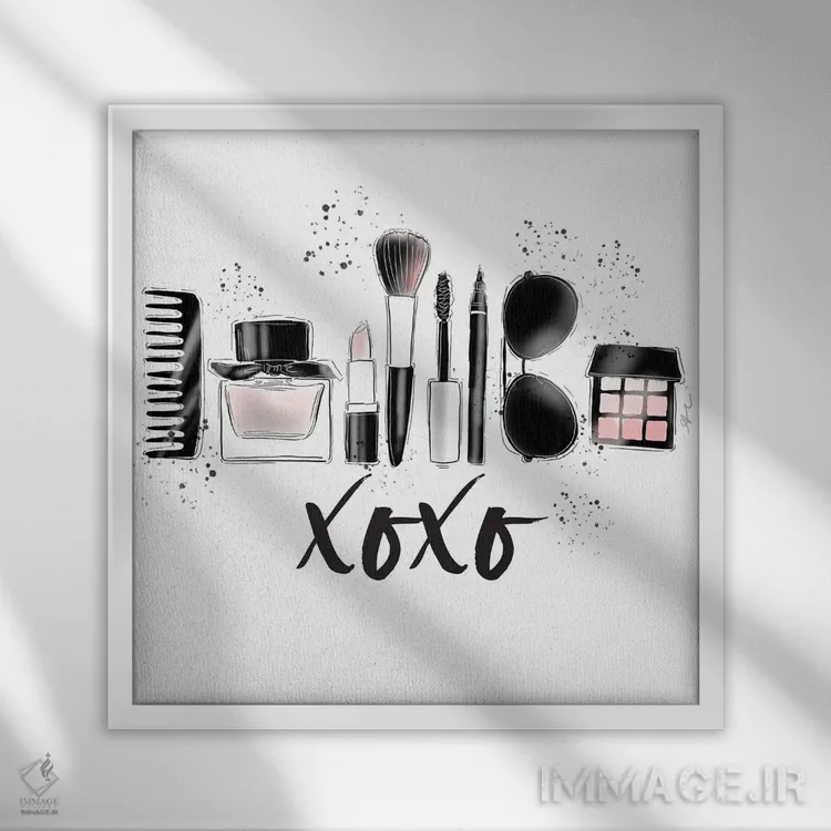 تابلو بوس و بغل (XOXO) اثر آلیسون پِتری - نمای قابدار سفید