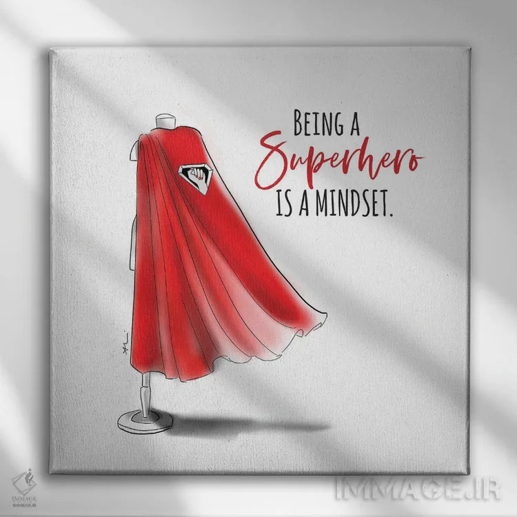 تابلو ذهنیت ابرقهرمان اثر آلیسون پِتری - نمای روبهرو روی دیوار