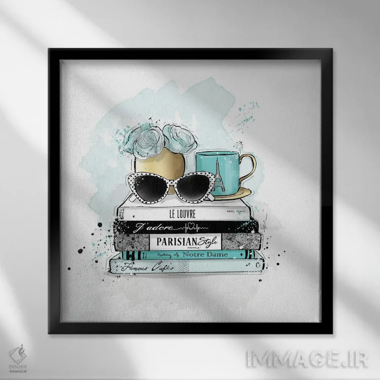 تابلو کتابهای پاریسی اثر آلیسون پِتری - نمای قابدار مشکی
