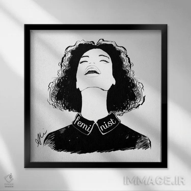 تابلو فمینیست اثر آلیسون پِتری - نمای قابدار مشکی