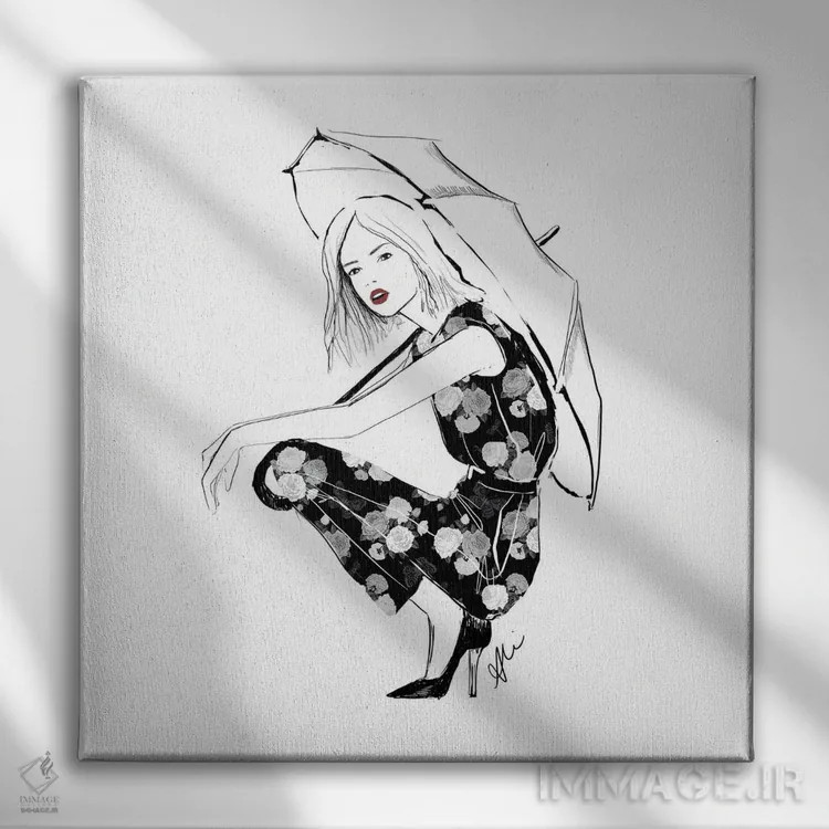 تابلو چتر اثر آلیسون پِتری - نمای روبهرو روی دیوار