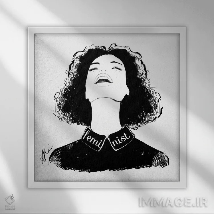 تابلو فمینیست اثر آلیسون پِتری - نمای قابدار سفید
