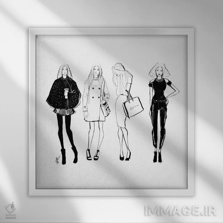 تابلو دختران نیویورک اثر آلیسون پِتری - نمای قابدار سفید