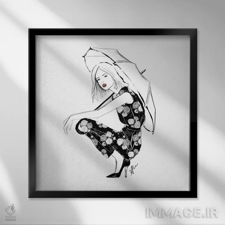 تابلو چتر اثر آلیسون پِتری - نمای قابدار مشکی