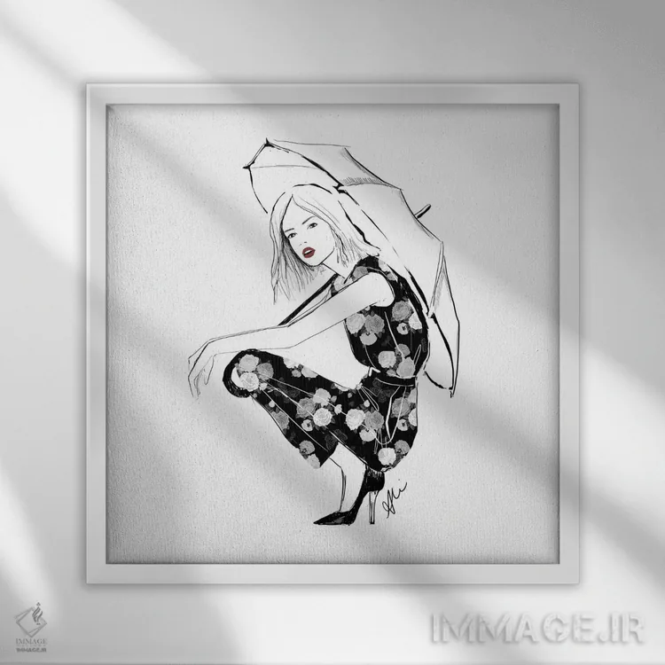 تابلو چتر اثر آلیسون پِتری - نمای قابدار سفید